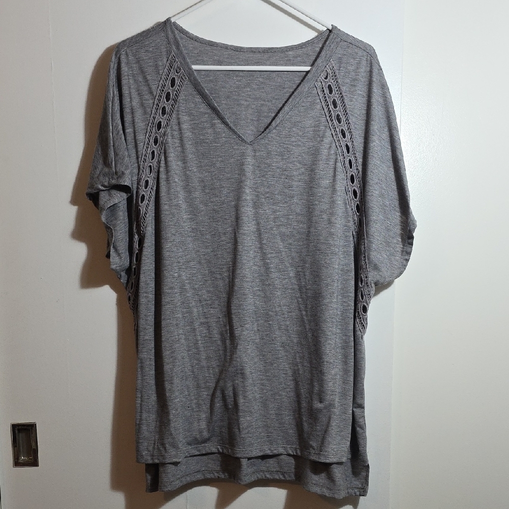 Gray Asymmetrical Short Sleeve T-Shirt